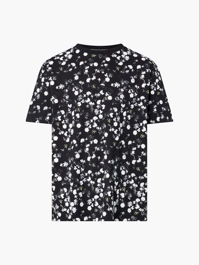 Calvin Klein Ruhák HU744218 | Calvin Klein CK ONE Organic Cotton Floral Férfi Póló Fekete / Virágos